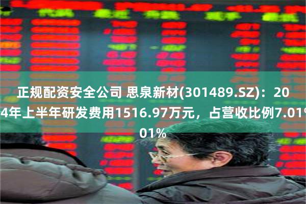 正规配资安全公司 思泉新材(301489.SZ)：2024年上半年研发费用1516.97万元，占营收比例7.01%