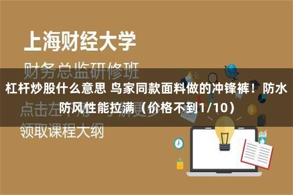 杠杆炒股什么意思 鸟家同款面料做的冲锋裤！防水防风性能拉满（价格不到1/10）