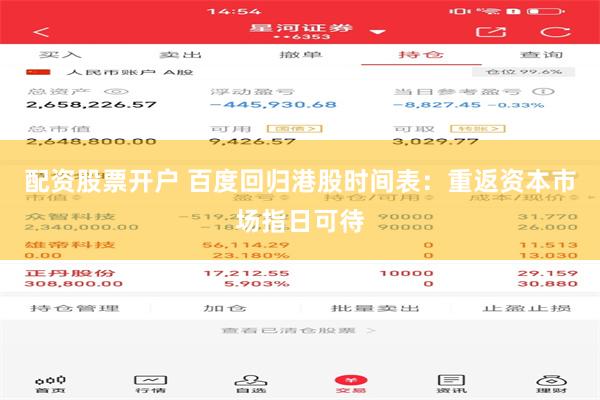 配资股票开户 百度回归港股时间表：重返资本市场指日可待