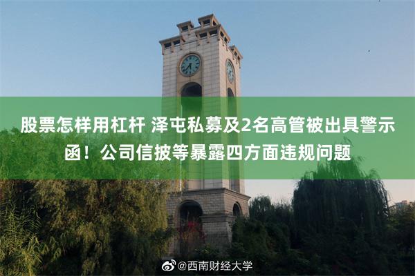股票怎样用杠杆 泽屯私募及2名高管被出具警示函！公司信披等暴露四方面违规问题