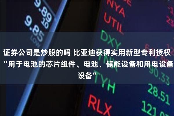 证券公司是炒股的吗 比亚迪获得实用新型专利授权: “用于电池的芯片组件、电池、储能设备和用电设备”