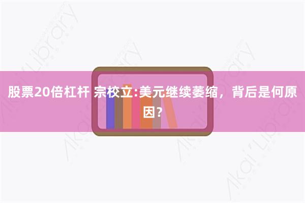 股票20倍杠杆 宗校立:美元继续萎缩，背后是何原因？