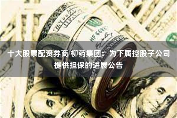 十大股票配资券商 柳药集团：为下属控股子公司提供担保的进展公告