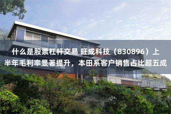 什么是股票杠杆交易 旺成科技（830896）上半年毛利率显著提升，本田系客户销售占比超五成