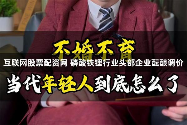 互联网股票配资网 磷酸铁锂行业头部企业酝酿调价