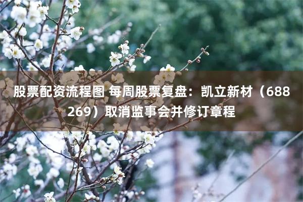 股票配资流程图 每周股票复盘：凯立新材（688269）取消监事会并修订章程