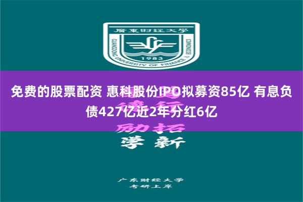免费的股票配资 惠科股份IPO拟募资85亿 有息负债427亿近2年分红6亿